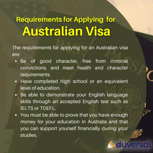 requirement for applying Australian visa