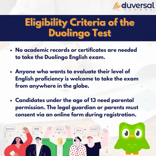eligibility criteria of the Duolingo test